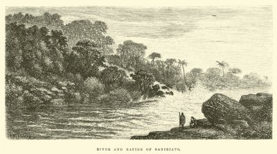 Rivier en Stroomversnellingen van Saniriato door Edouard Riou